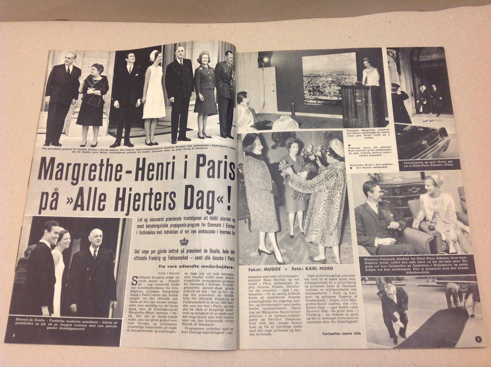 CHARLES DE GAULLE DANISH FUTURE QUEEN MARGRETHE II HENRI ON Danish Magazine 1967