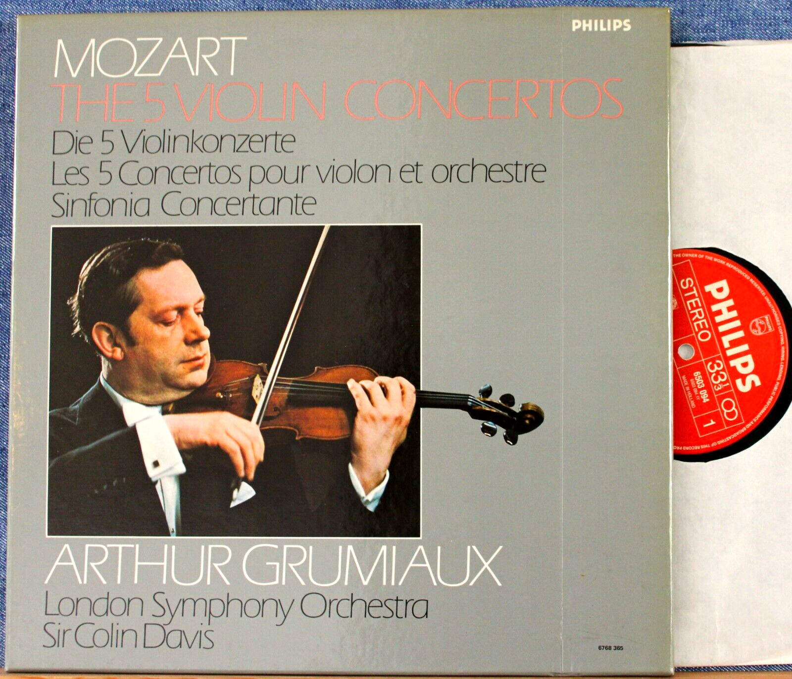 Grumiaux; Davis Mozart (5 violin concertos; etc)  Philips 6768 365 (3) Box NM