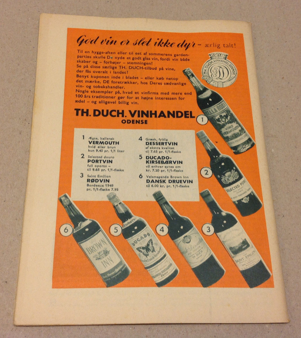 DEBRA PAGET FRONT COVER + BOOZE ADD ON THE BACK COVER VTG Danish Magazine 1952