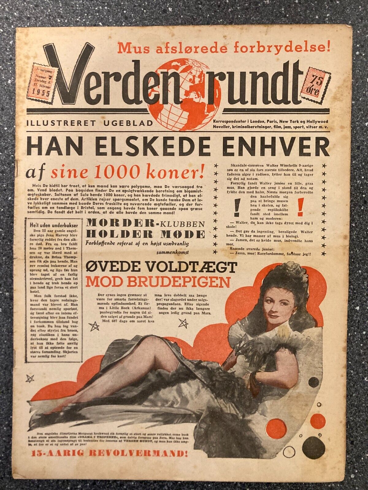 Margaret Lockwood Miss Leonore Striptease Danish Magazine 1955 "Verden Rundt"