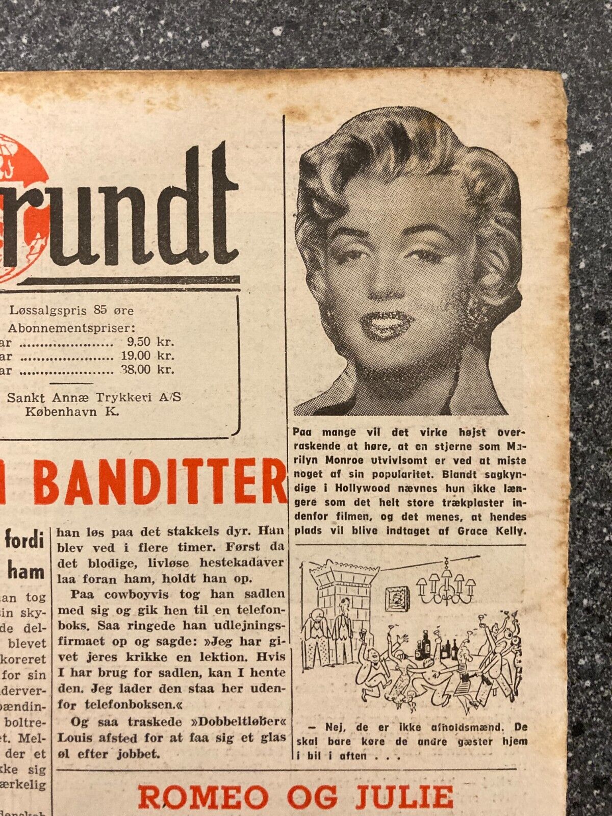 Marilyn Monroe Back Cover Esther Williams Danish Magazine 1955 "Verden Rundt"