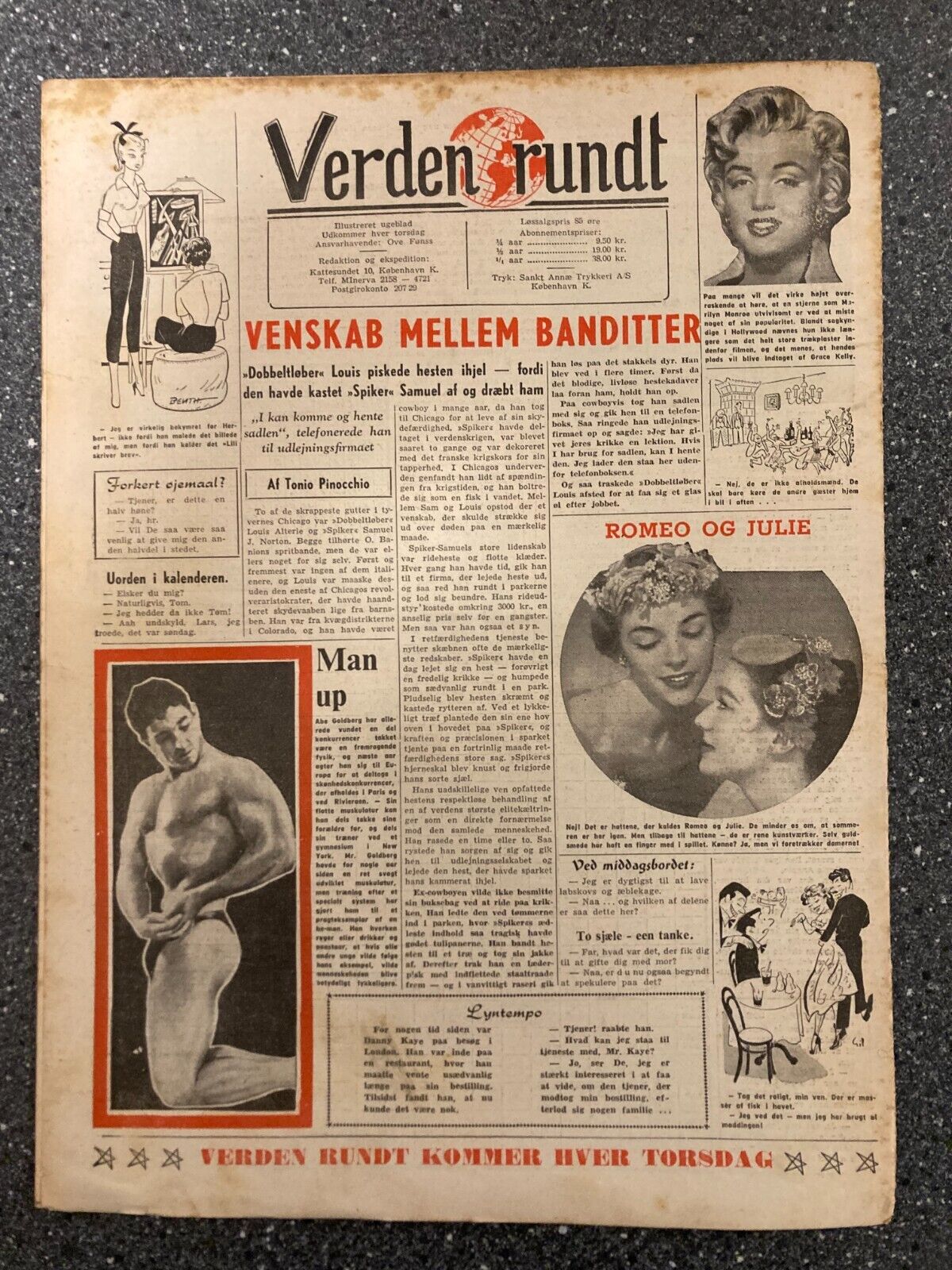 Marilyn Monroe Back Cover Esther Williams Danish Magazine 1955 "Verden Rundt"