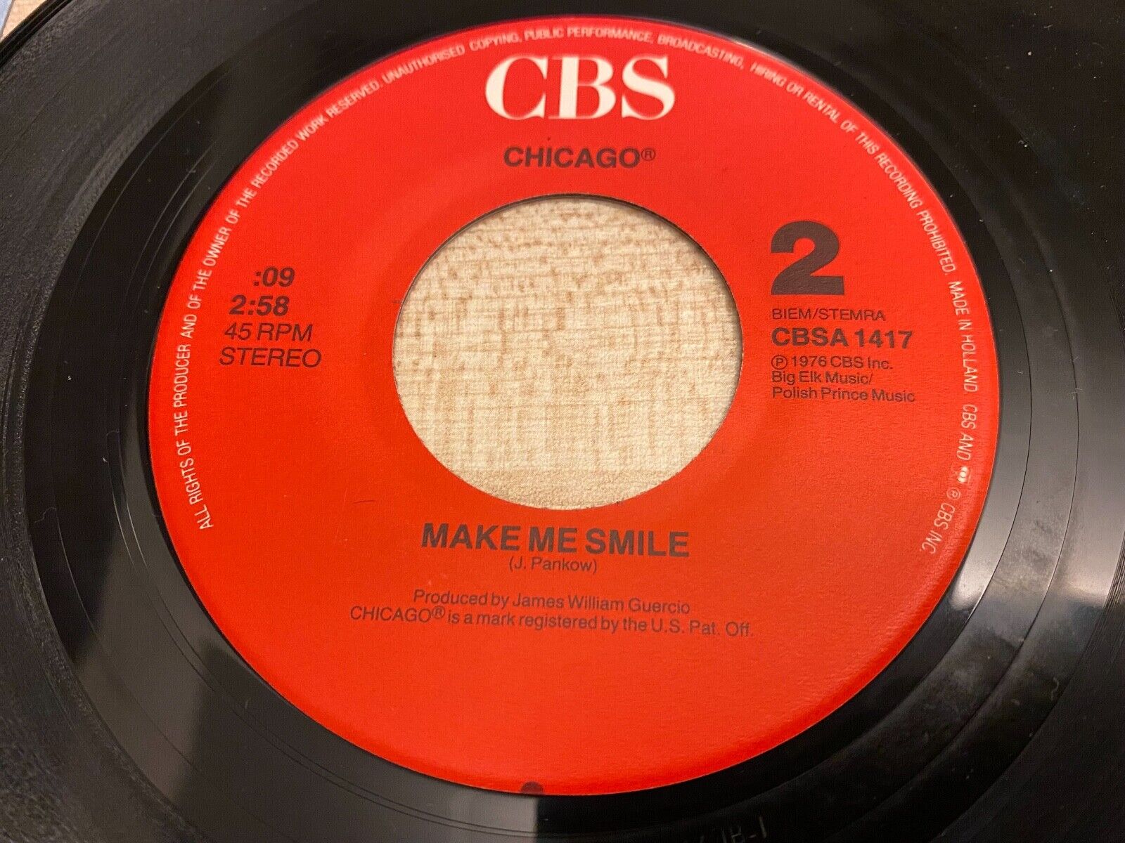 CHICAGO "IF YOU LEAVE ME NOW / MAKE ME SMILE" 1981 DUTCH PRESSED 7" SINGLE CBS*