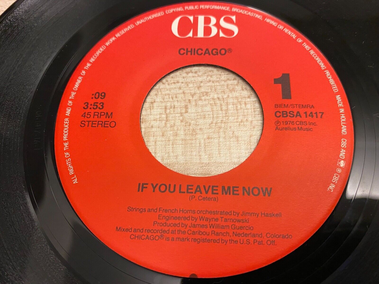 CHICAGO "IF YOU LEAVE ME NOW / MAKE ME SMILE" 1981 DUTCH PRESSED 7" SINGLE CBS*