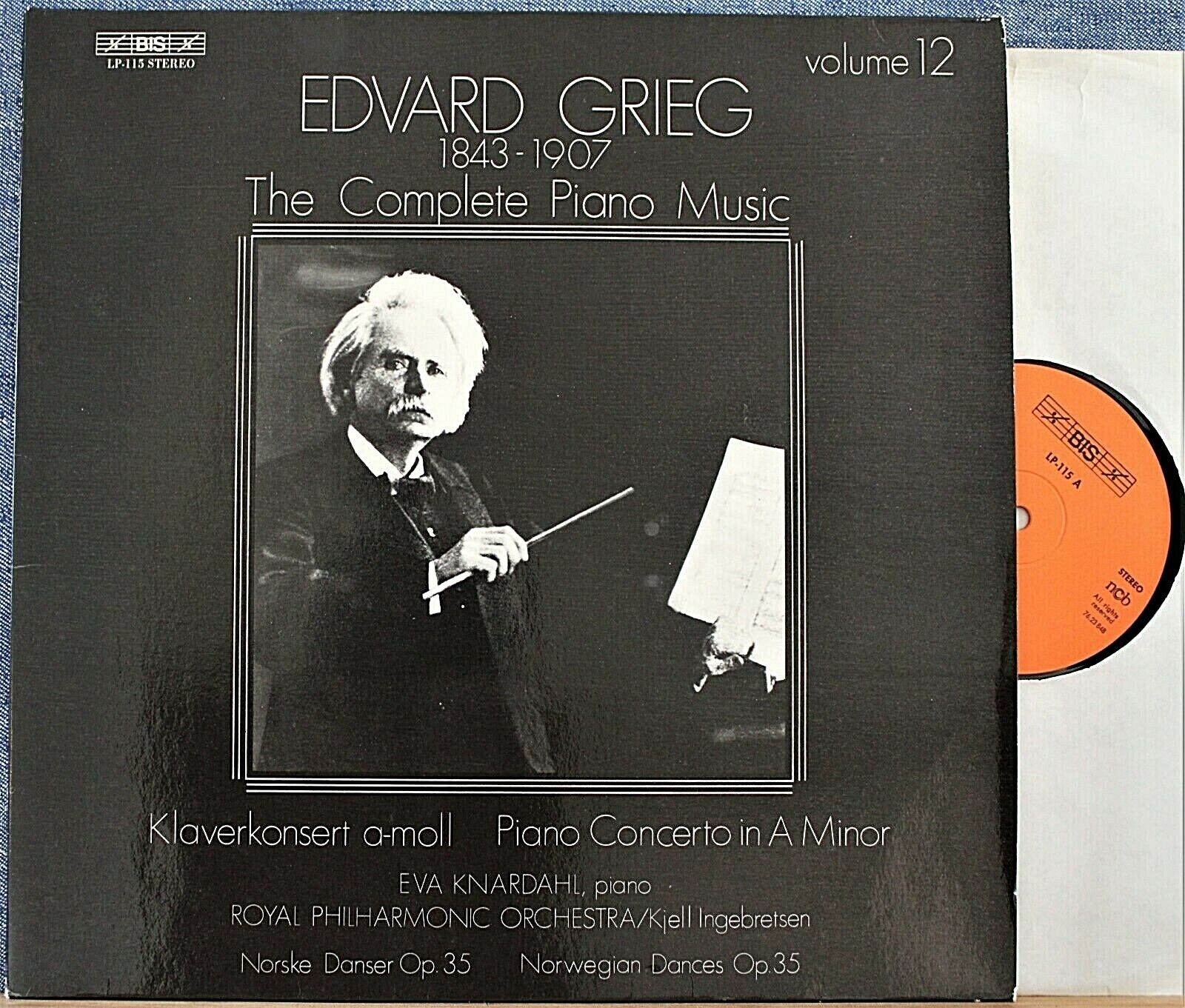 Knardahl Grieg vol 12 (Piano concerto; Norwegian Dances) BIS LP 115 NM