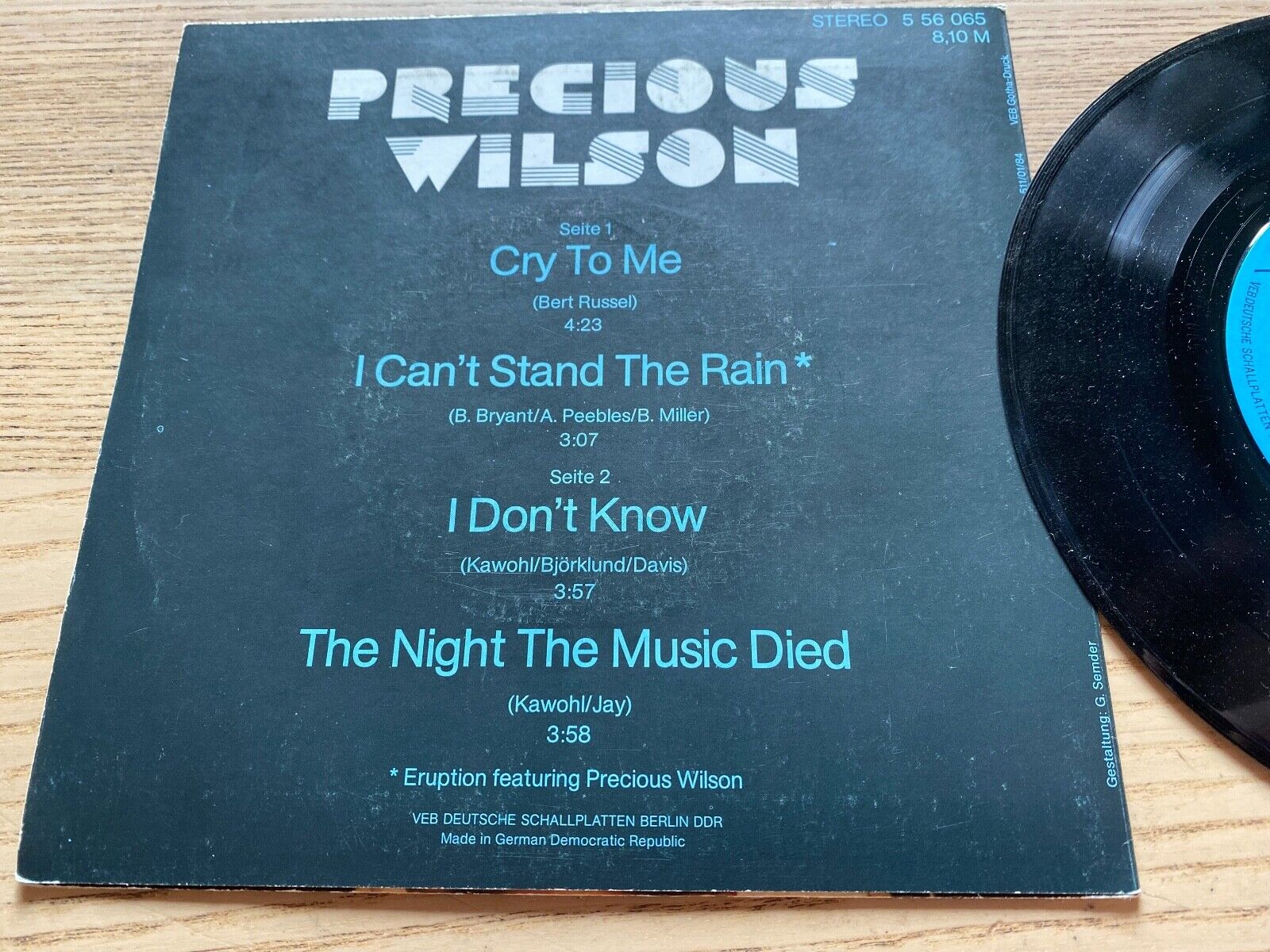 PRECIOUS WILSON "CRY TO ME / I CAN´T STAND" 1984 AMIGA EAST GERMAN 4 TRACK AWA 7