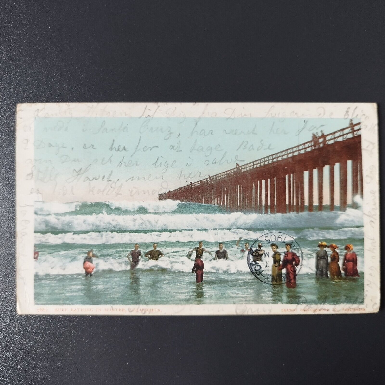 CaliforniaSurf Bathing In Winter Posted to Denmark in 1905