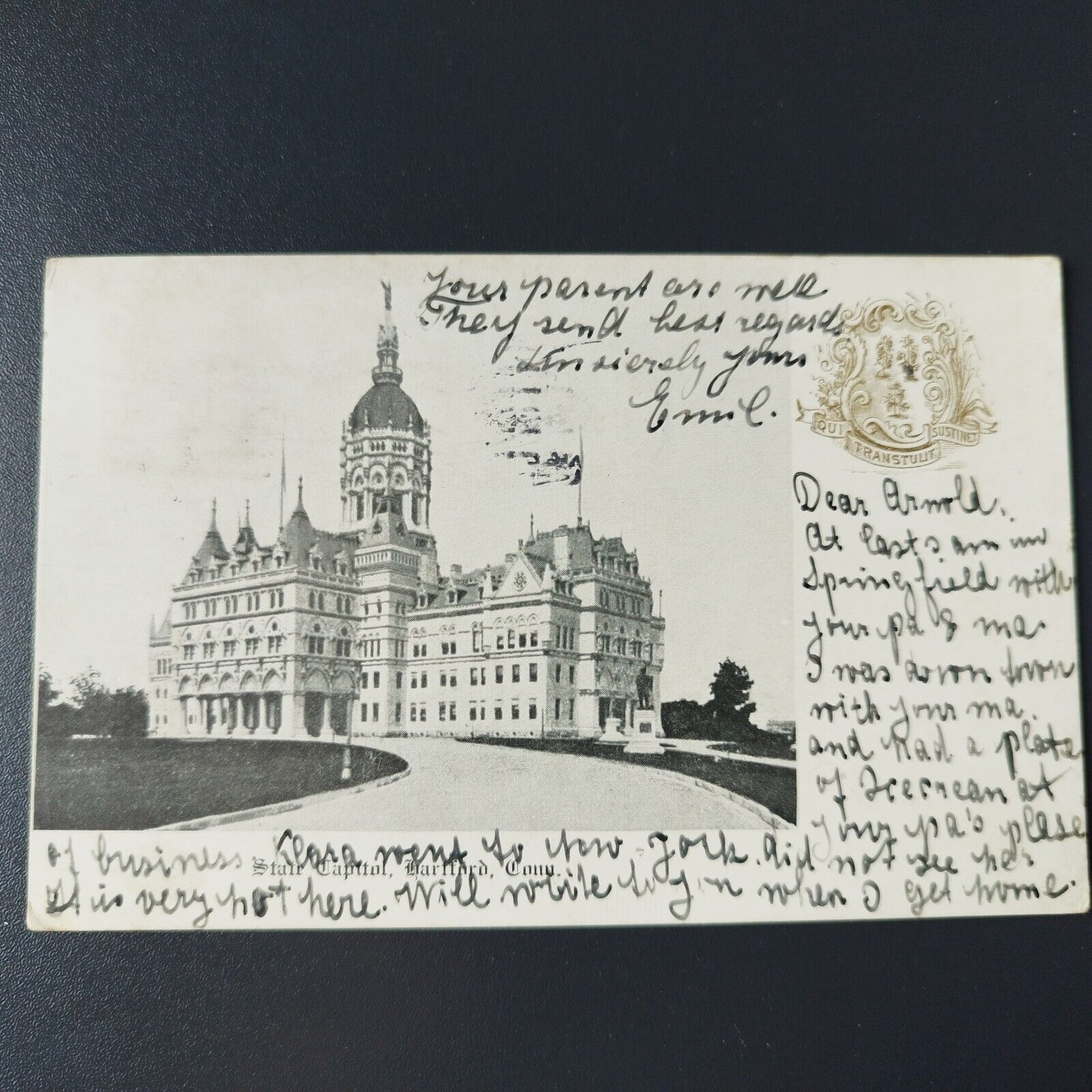 Connecticut State Capitol of Hartford  Posted in 1906