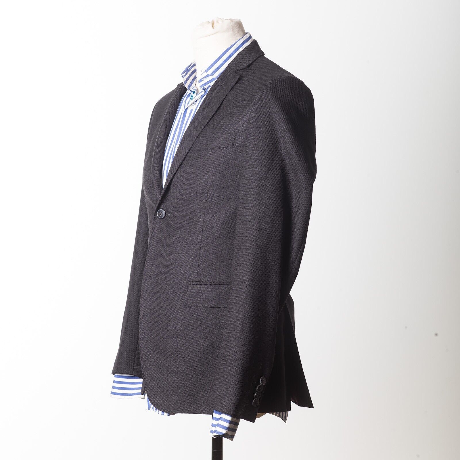 PAL ZILERI LAB Black Wool Hopsack Sport Coat Blazer EU46 US36