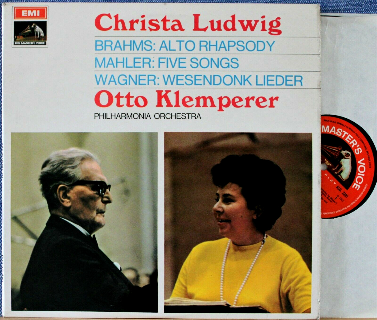 Ludwig; Kemperer Brahms (Alto Rhapsody)+Wagner+Mahler EMI ASD 2391 semi-circle