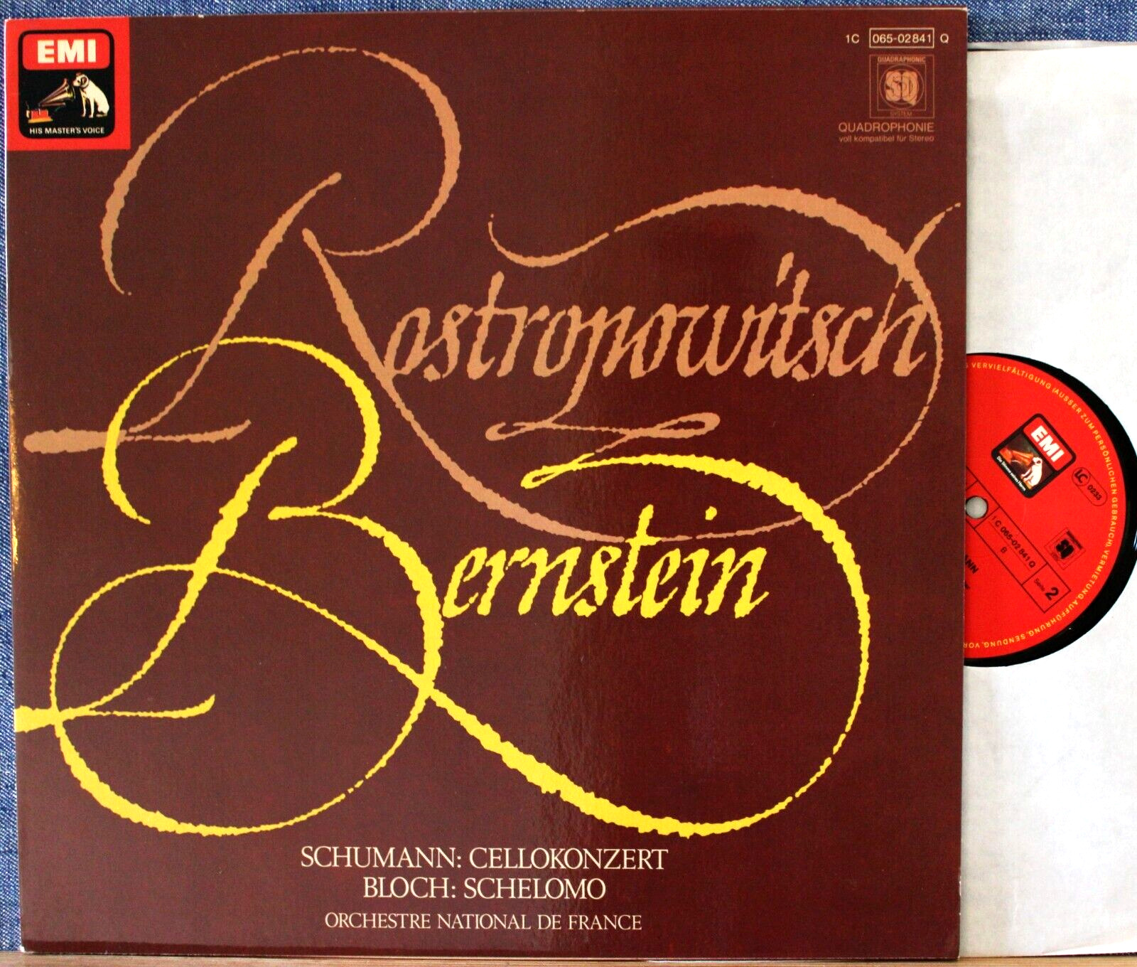 Rostropovich; Bernstein: Schumann (Cello concerto)+Bloch EMI 065-02 841 NM