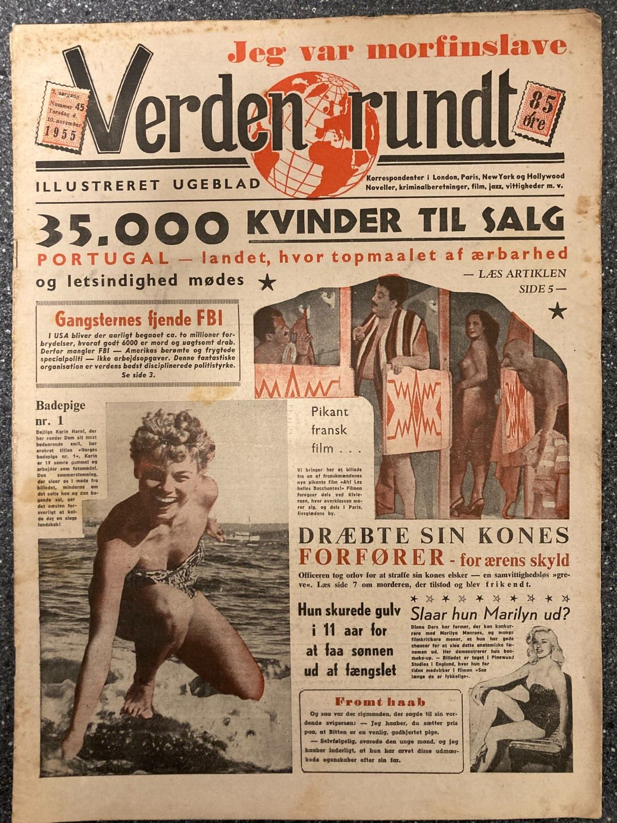 Diana Dors Karin Hornl Les Belles Bacchantes Danish Magazine 1955 "Verden Rundt"