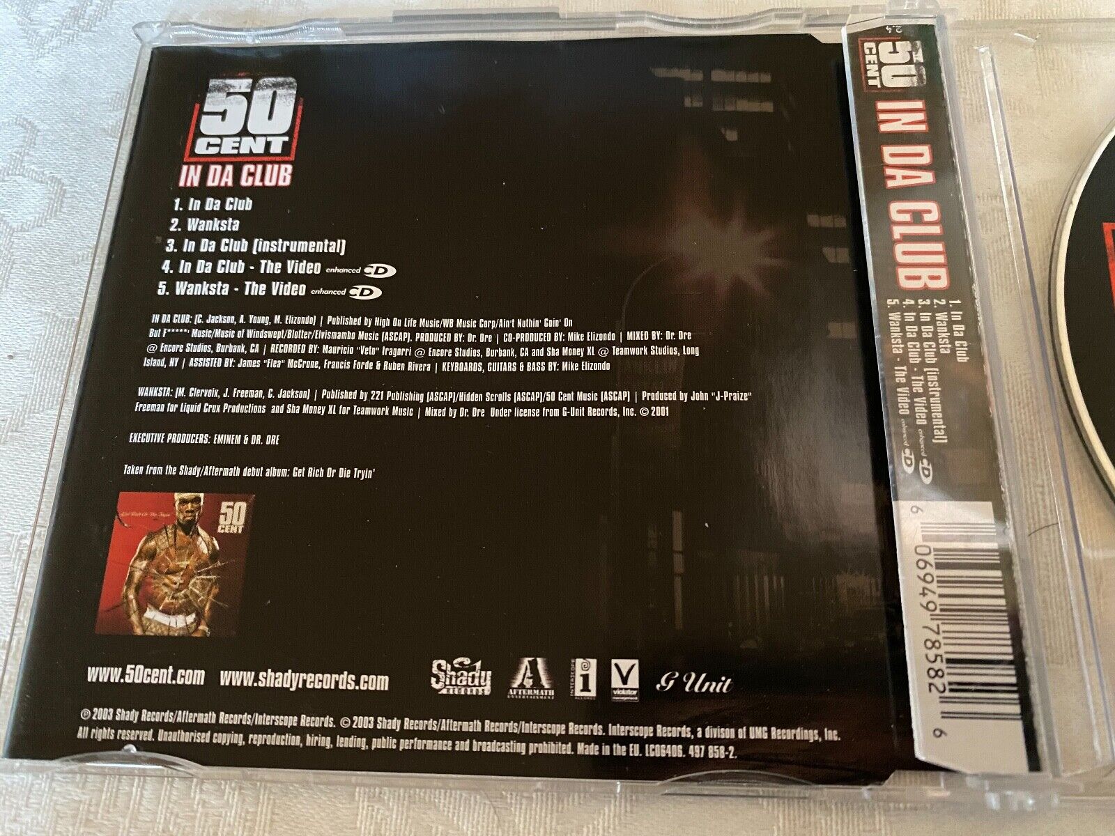 50 CENT "IN DA CLUB" 3 AUDIO  2 VIDEO TRACK 2003 CD SINGLE SHADY RECORDS ENHANC