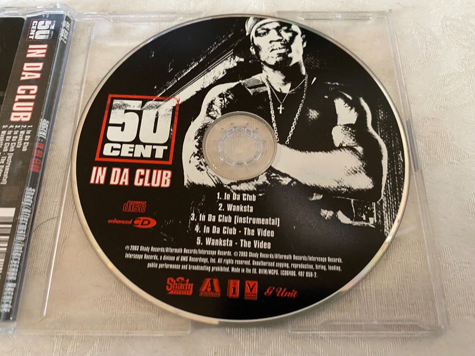 50 CENT "IN DA CLUB" 3 AUDIO  2 VIDEO TRACK 2003 CD SINGLE SHADY RECORDS ENHANC