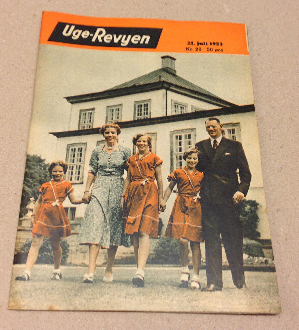 ROYAL FAMILY DENMARK FRONT COVER +PEGGY LEE BACK COVER VTG Danish Magazine 1953