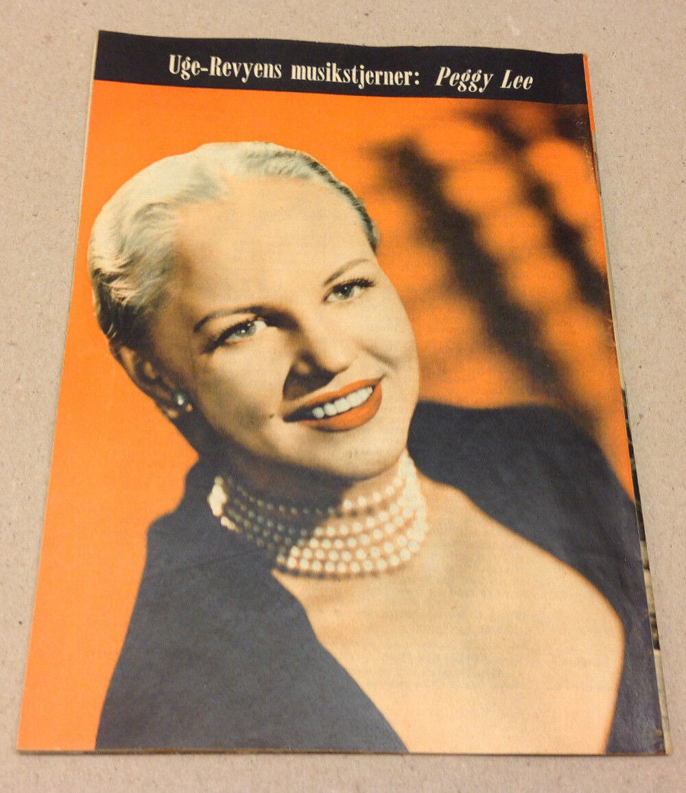 ROYAL FAMILY DENMARK FRONT COVER +PEGGY LEE BACK COVER VTG Danish Magazine 1953