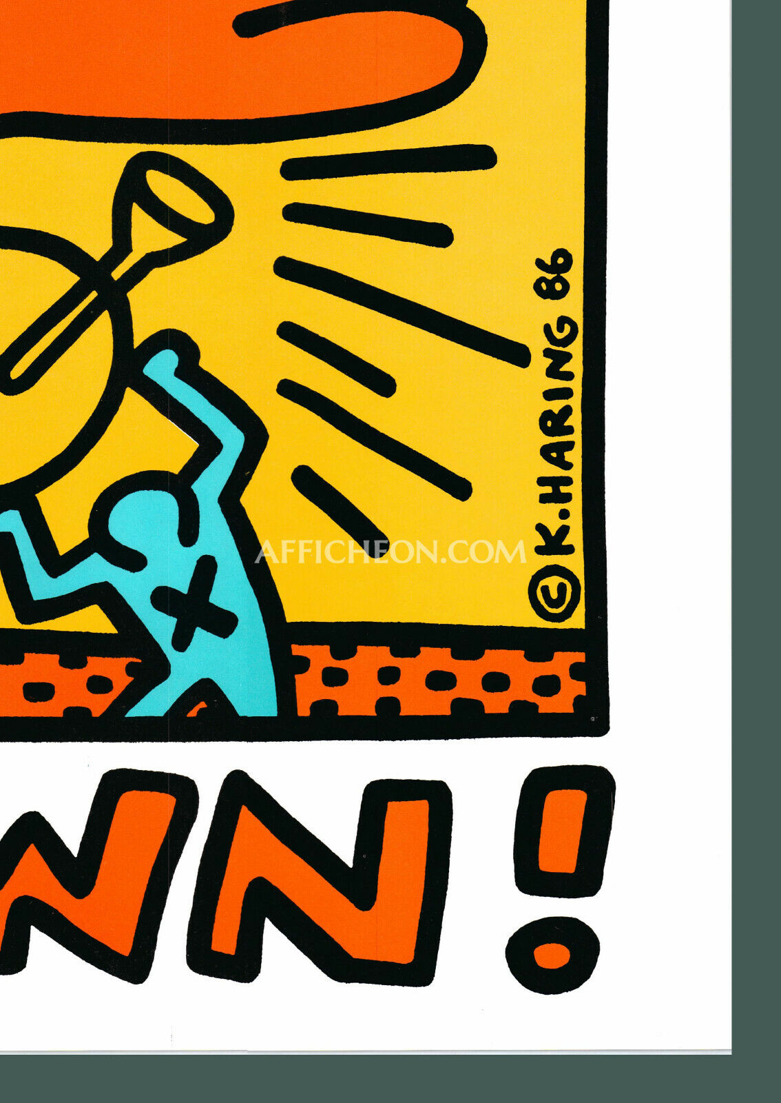 Keith Haring 'Crack Down!' 1986 Original Exhibition Poster Print