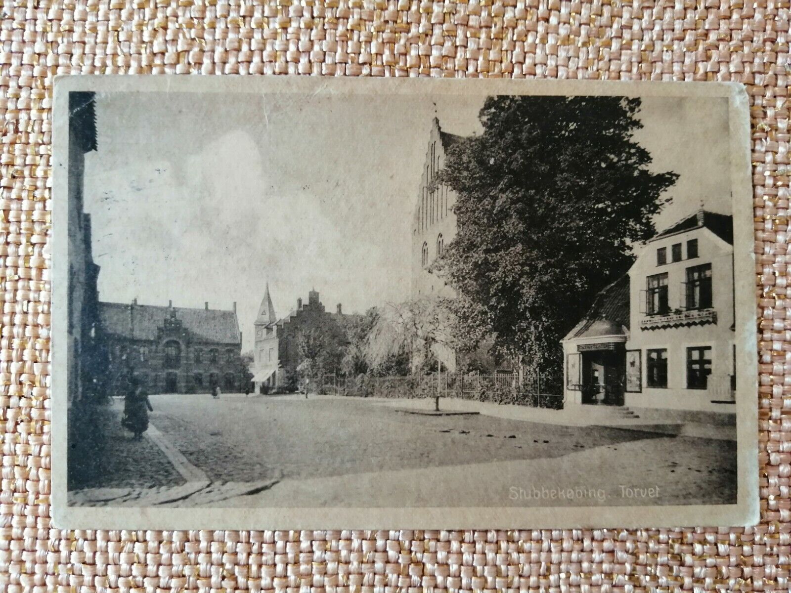 Vintage Danish postcardStubbekøbingThe Square Posted in 1922