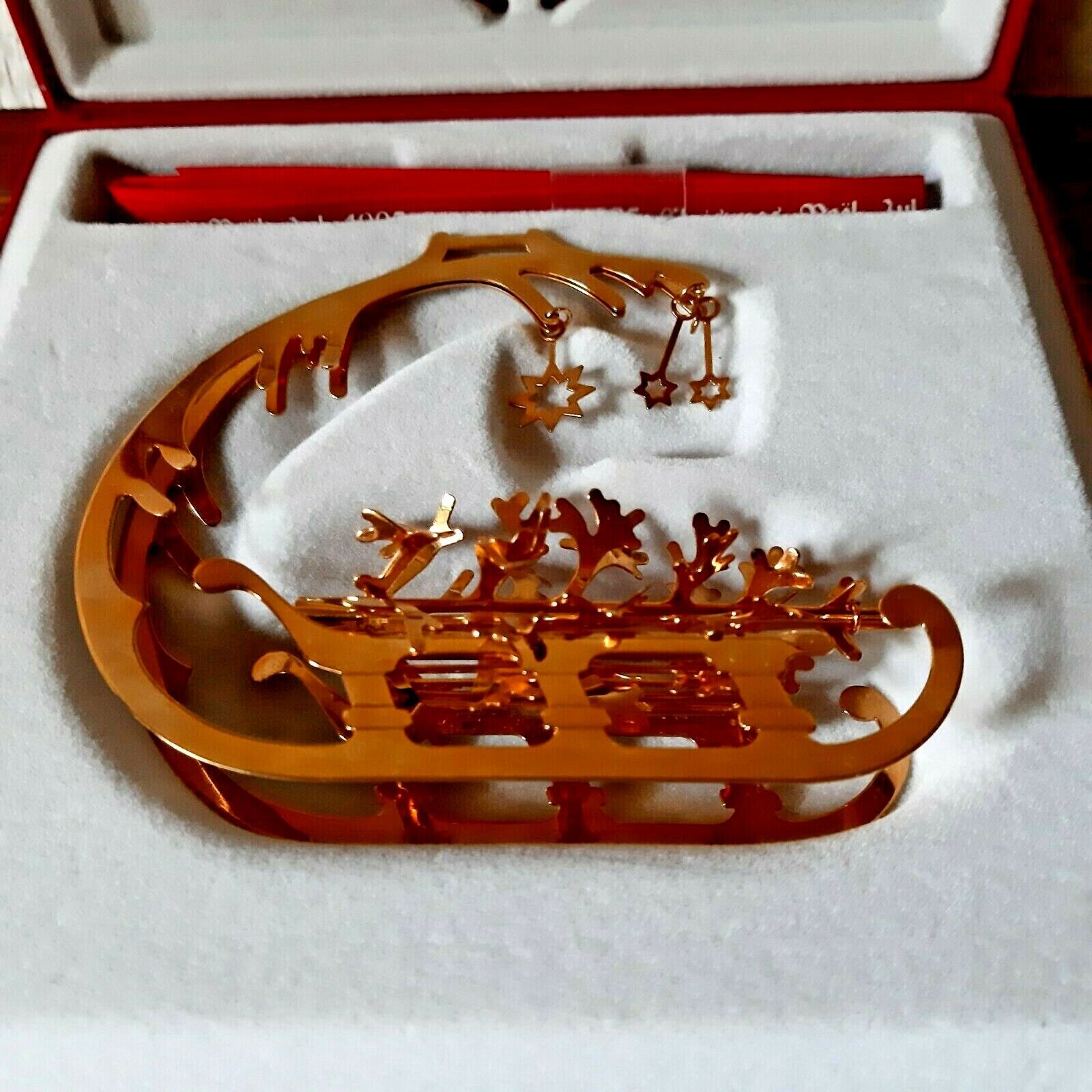 1995 CHRISTMAS SLEIGH CHRISTMAS MOBILE 24 carat gold plated GEORG JENSEN Box