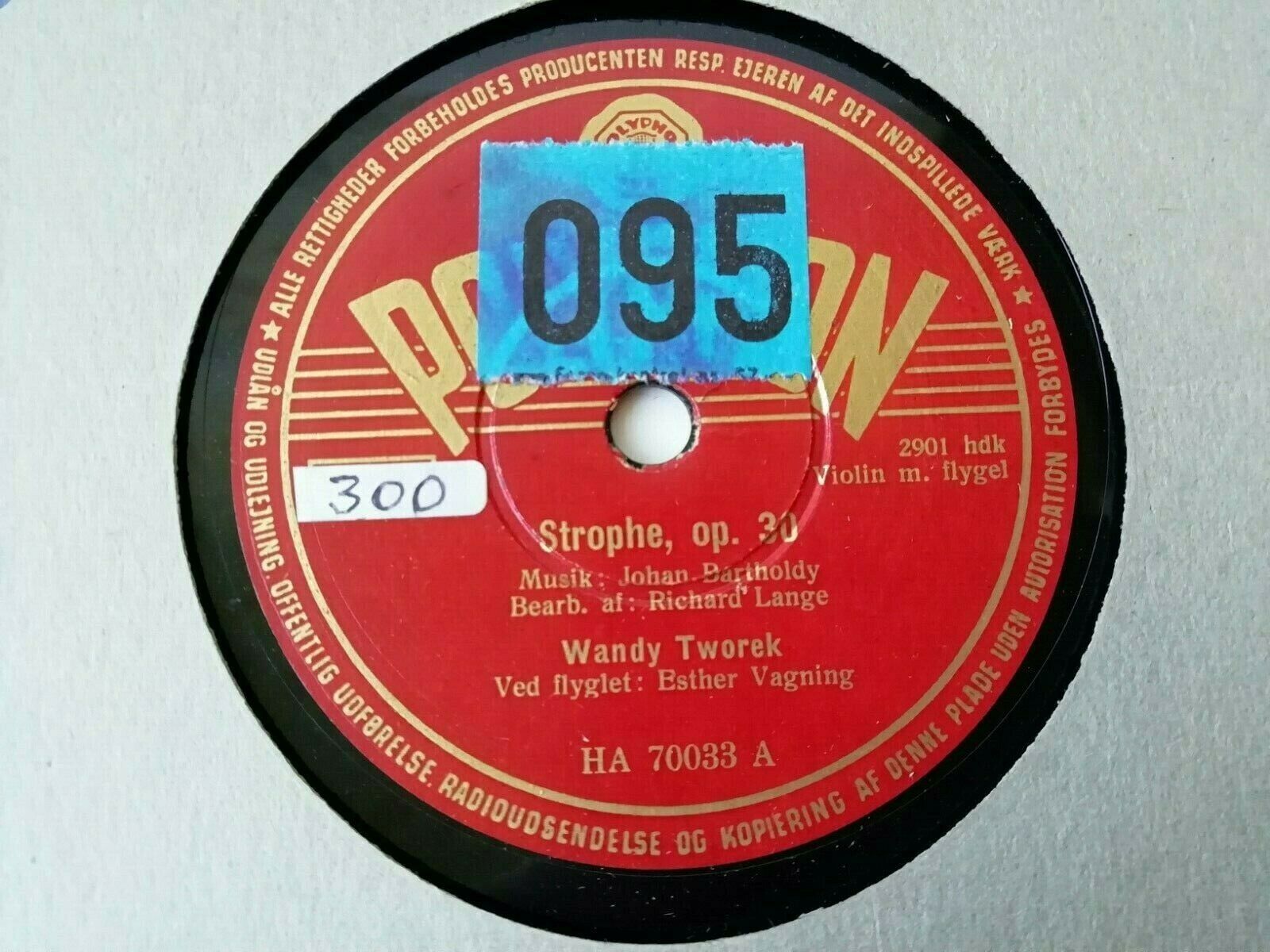 78 rpm :Wandy TworekStropheop30/SerenadeViolin and pianoPolyphon HA70033B