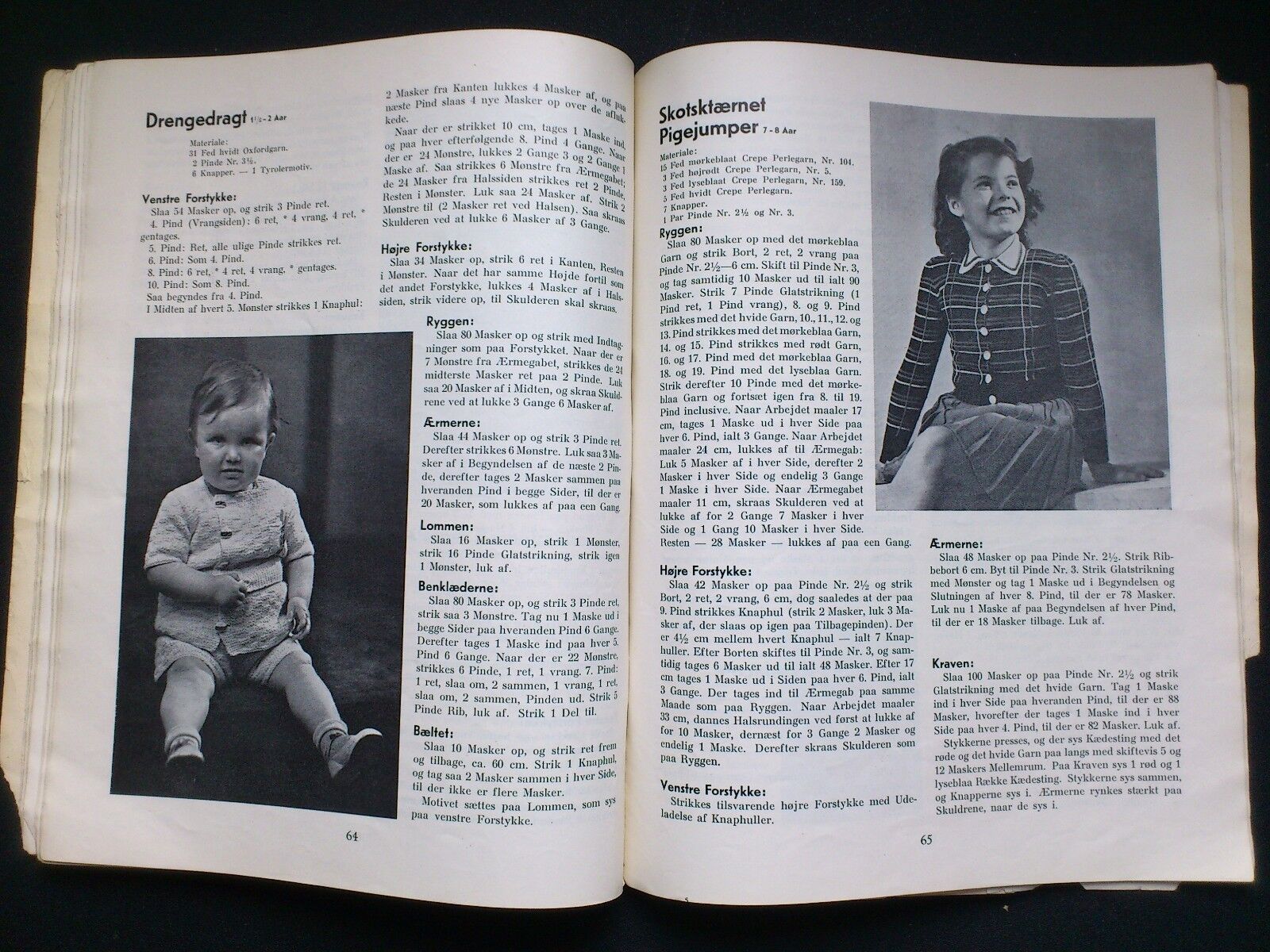 Danish "Strikkebog" Knitting book from 1938 Great black  white fashion fotos