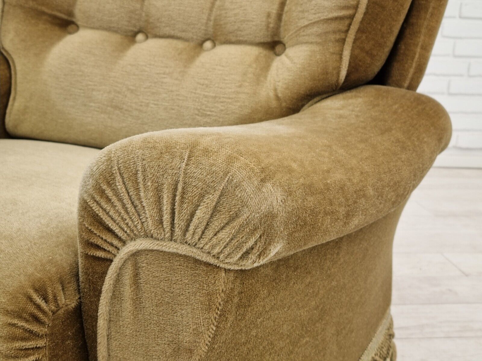 1970s Danish vintage club chair original velour upholstery