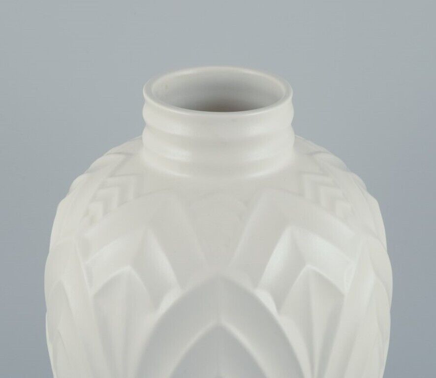 Boch Keramis Belgium Large ceramic vase White glaze Modernist design