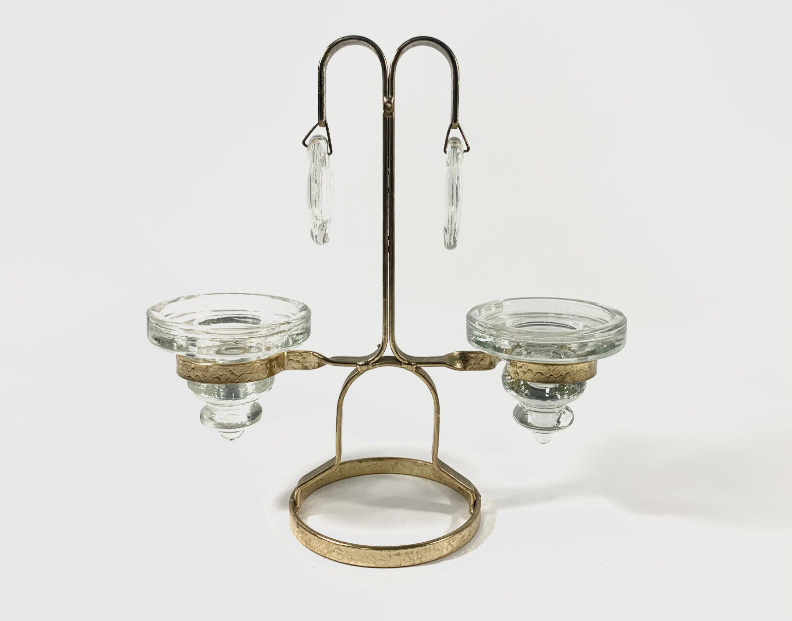 Kosta Boda Erik Hoglund Gold Clear Glass and Iron Candle Holder