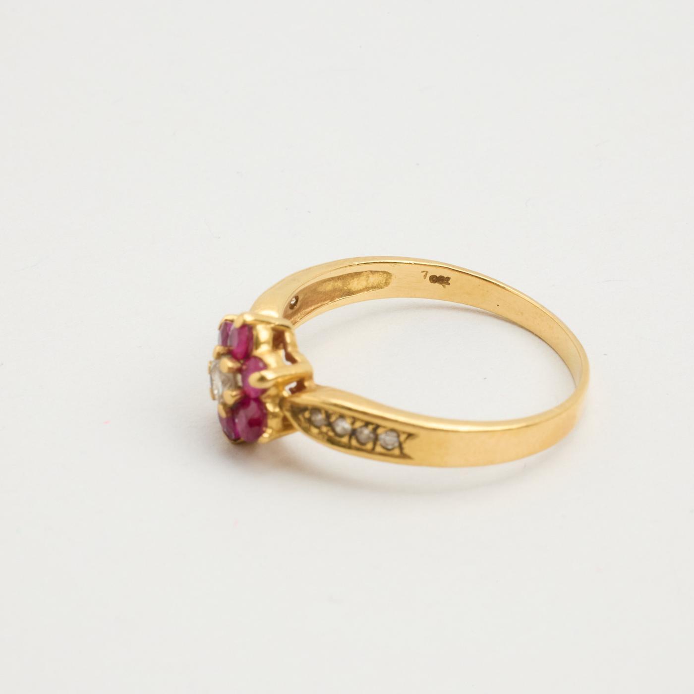 Ring with and rubywith diamond (006 ct) in 18K Gold size 6¾ | Real