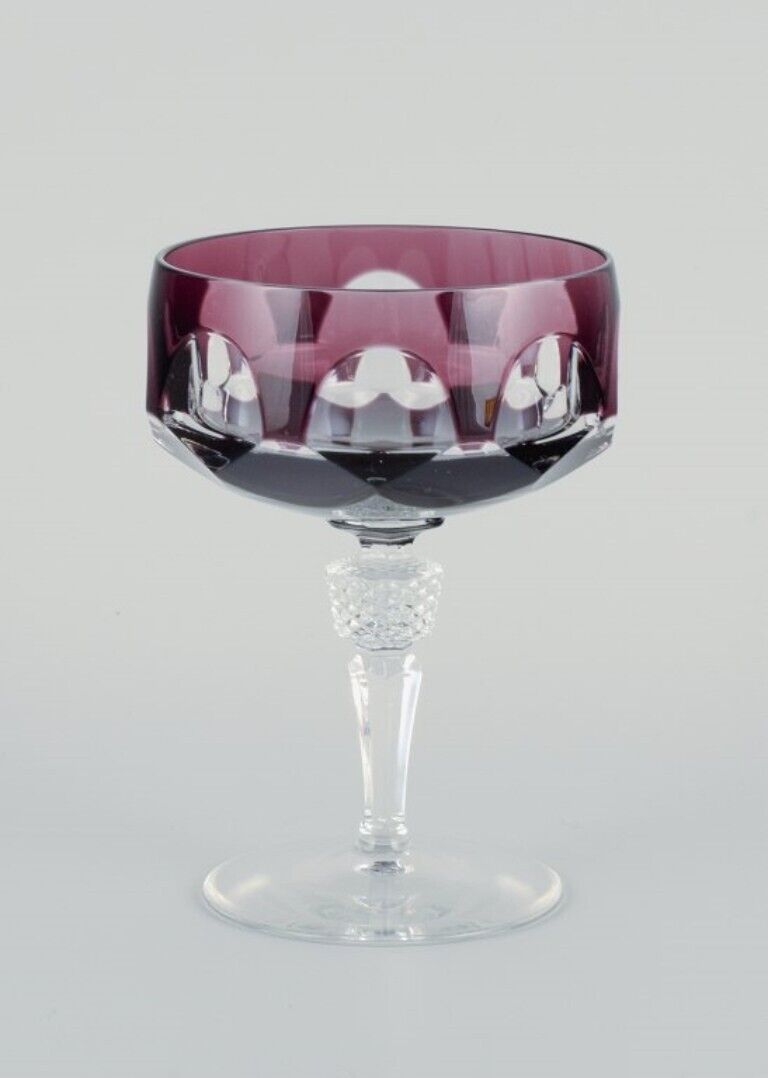 Four Art Deco champagne bowls Bohemian crystal glass