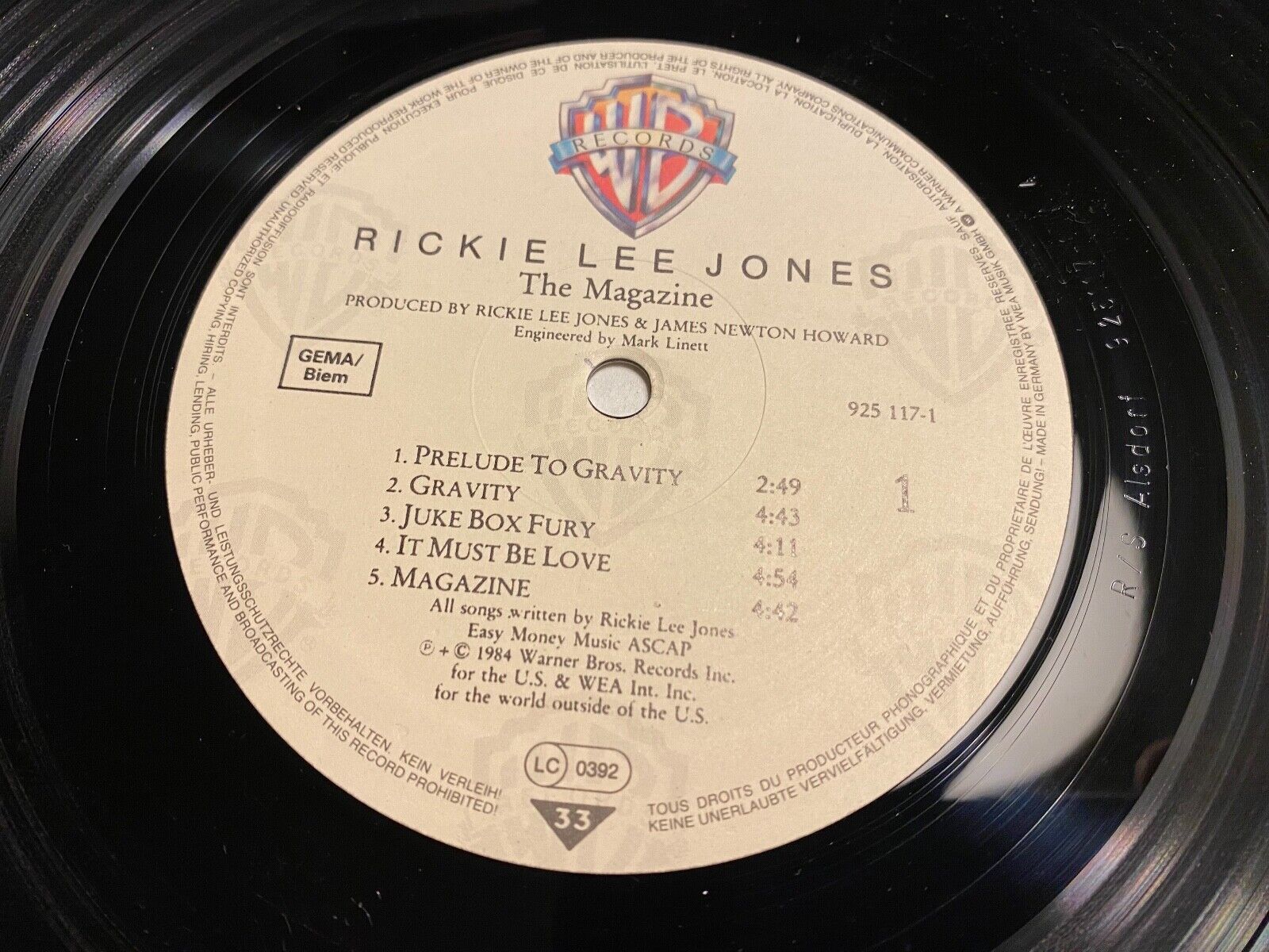 RICKIE LEE JONES "THE MAGAZINE" 1984 10 TRACKS WEST GERMAN PRESS LP 1 PRESSING*