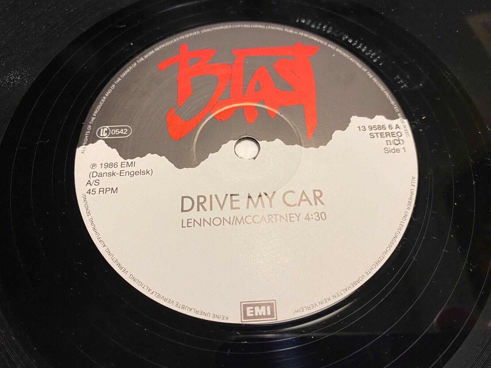 BLAST "DRIVE MY CAR / TAKING THE CHANCES" 1986 12" MAXI SINGLE EMI RECORDS ST45*