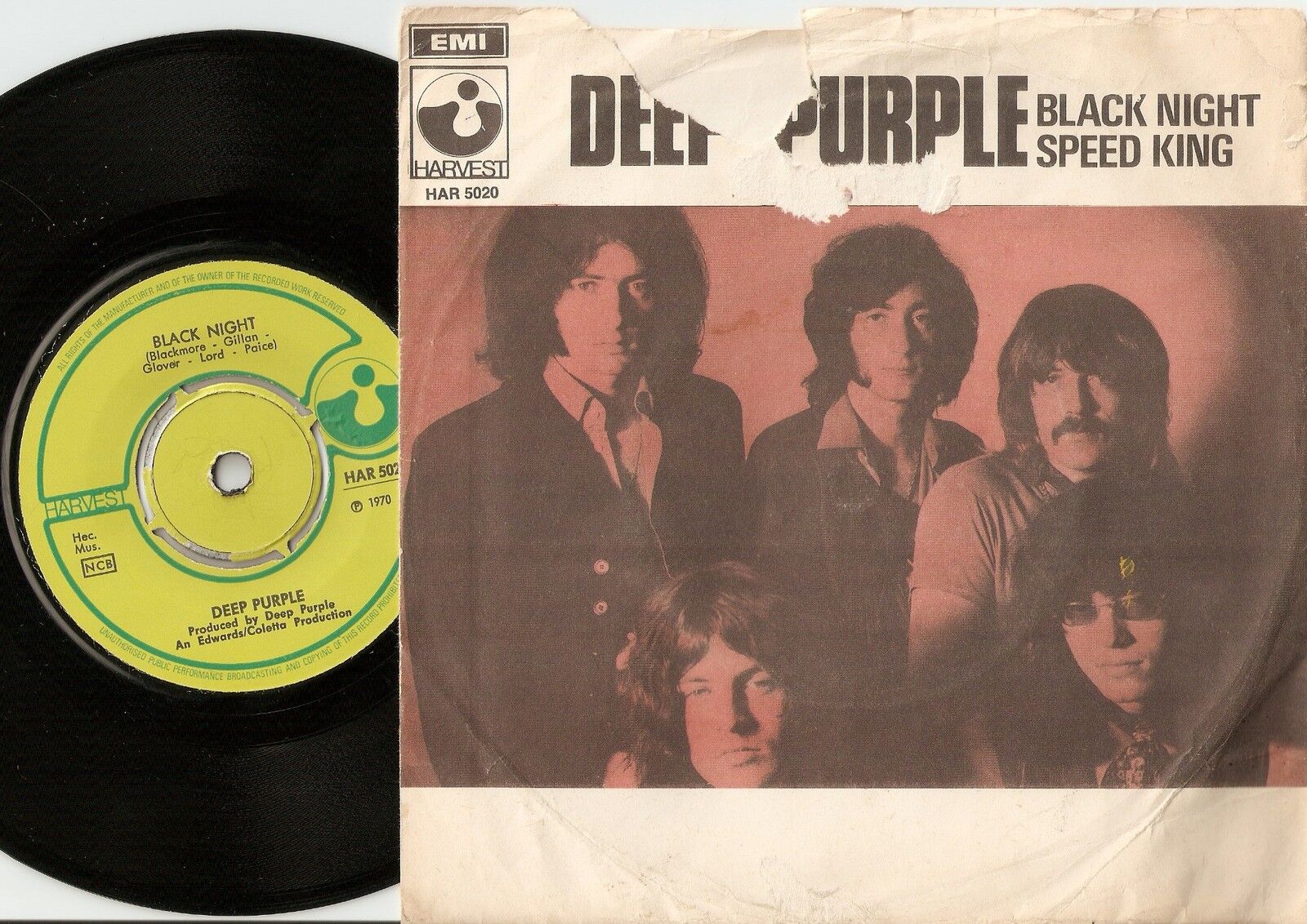 DEEP PURPLE BLACK NIGHT  SPEED KING SWEDISH 45+PS 1970  HEAVY PSYCH FREAKBEAT