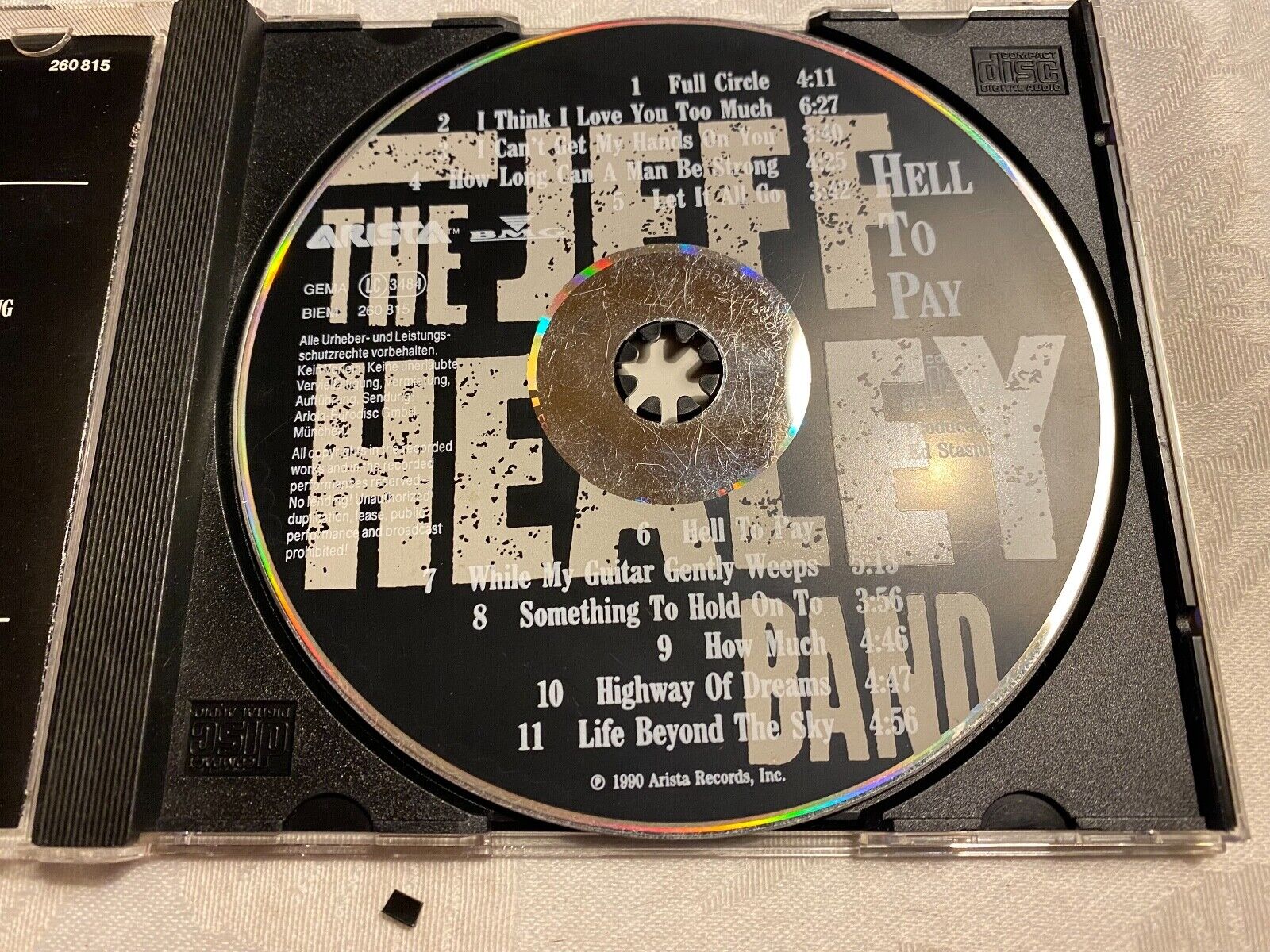 THE JEFF HEALEY BAND "HELL TO PAY" 1990 CDALBUM 11 TRACK ARISTA RECORDS 1 PRESS