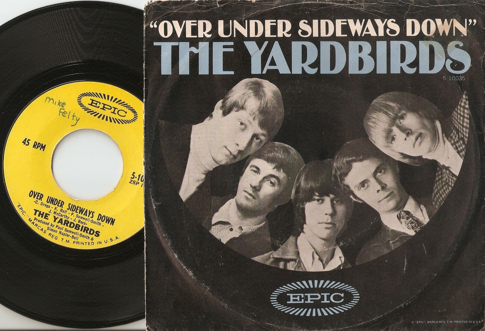 THE YARDBIRDS OVER UNDER SIDEWAYS DOWN  JEFFS BOOGIE US 45+PS `65 MOD FREAKBEAT