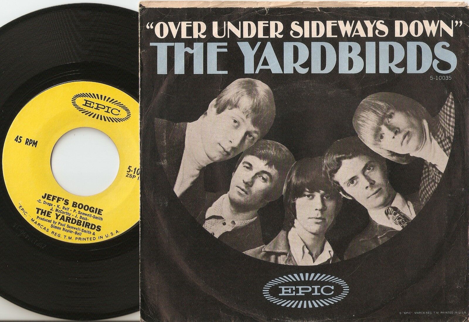 THE YARDBIRDS OVER UNDER SIDEWAYS DOWN  JEFFS BOOGIE US 45+PS `65 MOD FREAKBEAT