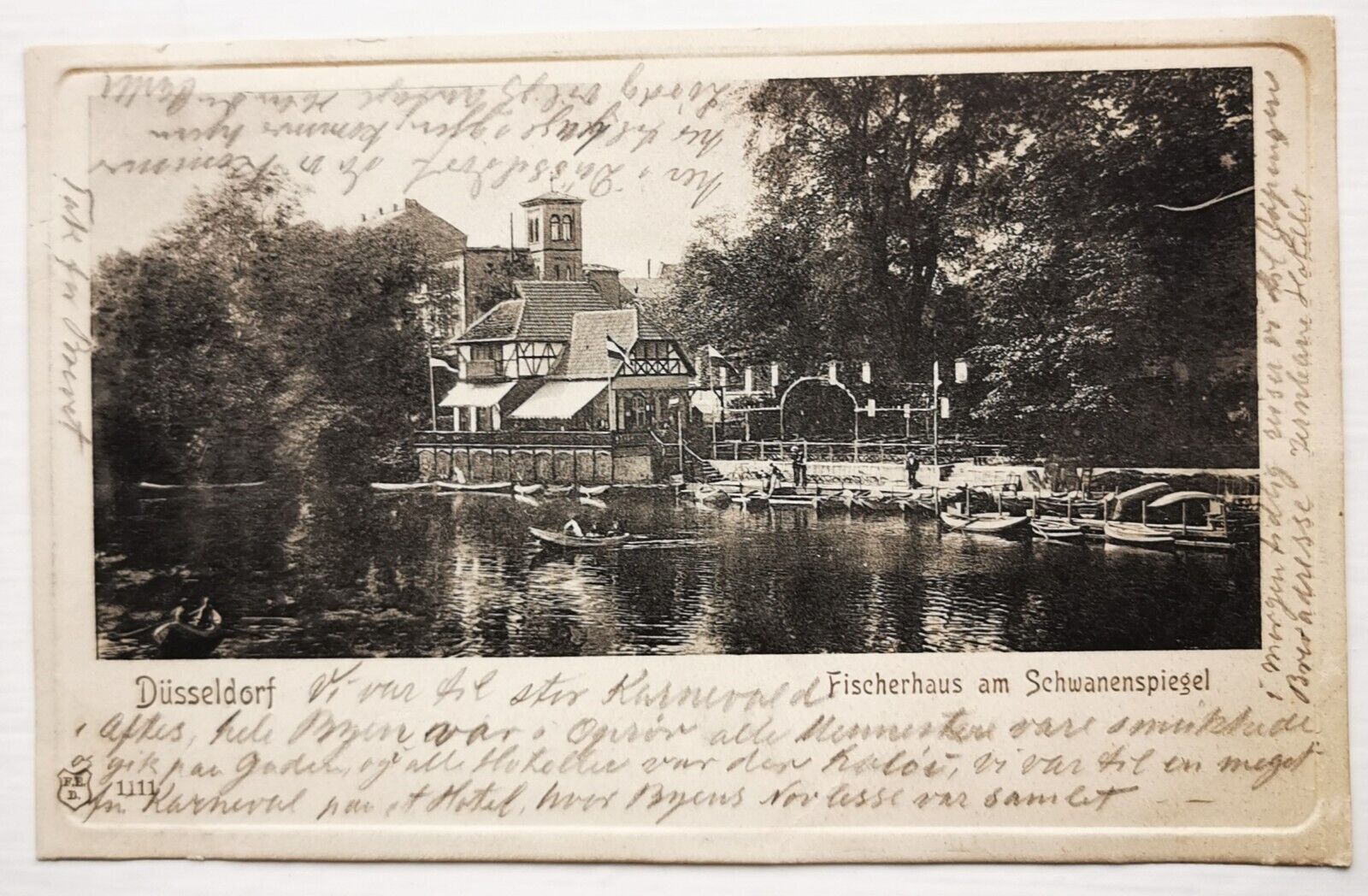 Old postcard: Fischerhaus am Schwanenspiegel Düsseldorf 1905 pok354