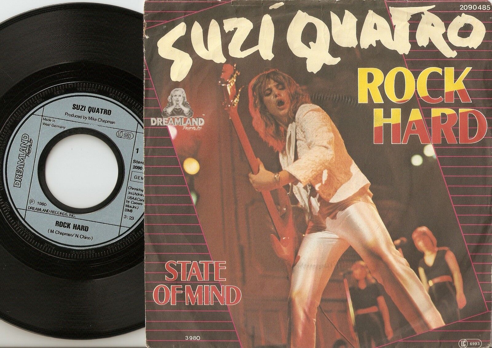 SUZI QUATRO ROCK HARD  STATE OF MIND GERMAN 45+PS 1980 SLADE SWEET GLAM ROCK