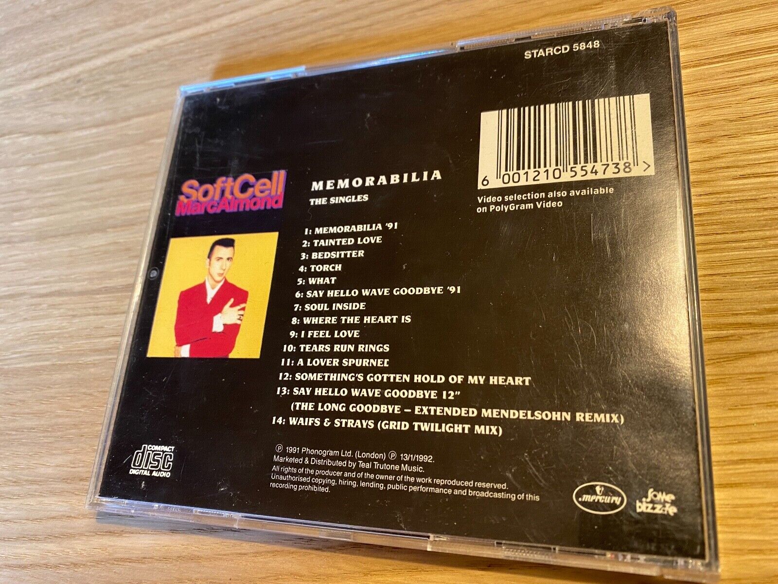 SOFT CELL MARC ALMOND "MEMORABILIA THE SINGLES" CD ALBUM  SOUTH AFRICAN PRESS 92