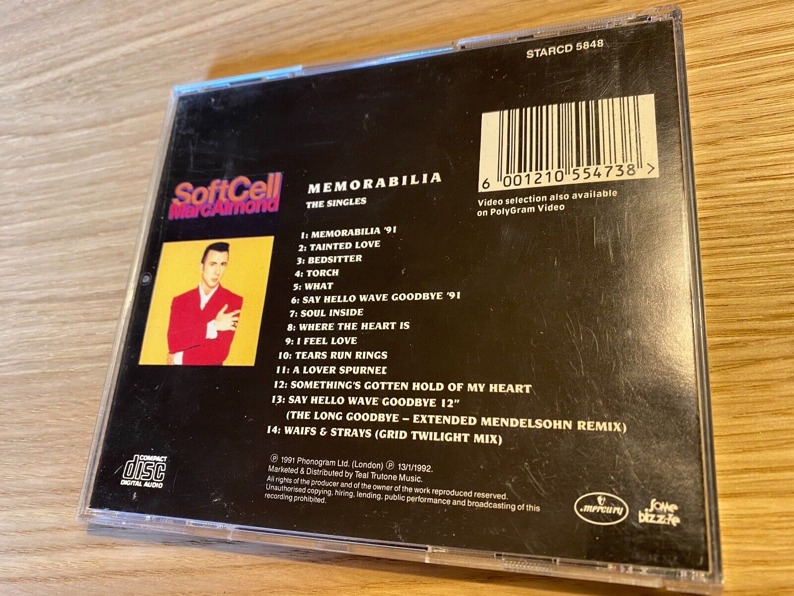 SOFT CELL MARC ALMOND "MEMORABILIA THE SINGLES" CD ALBUM  SOUTH AFRICAN PRESS 92