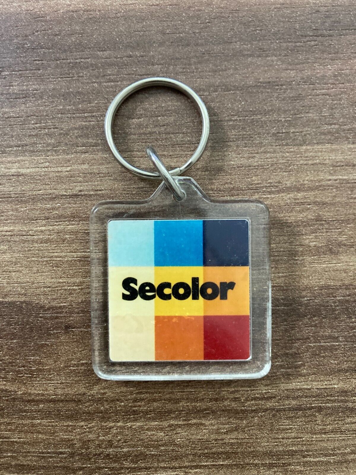 Vintage Secolor Square Keychain - Colorful 70s Style Design - Retro