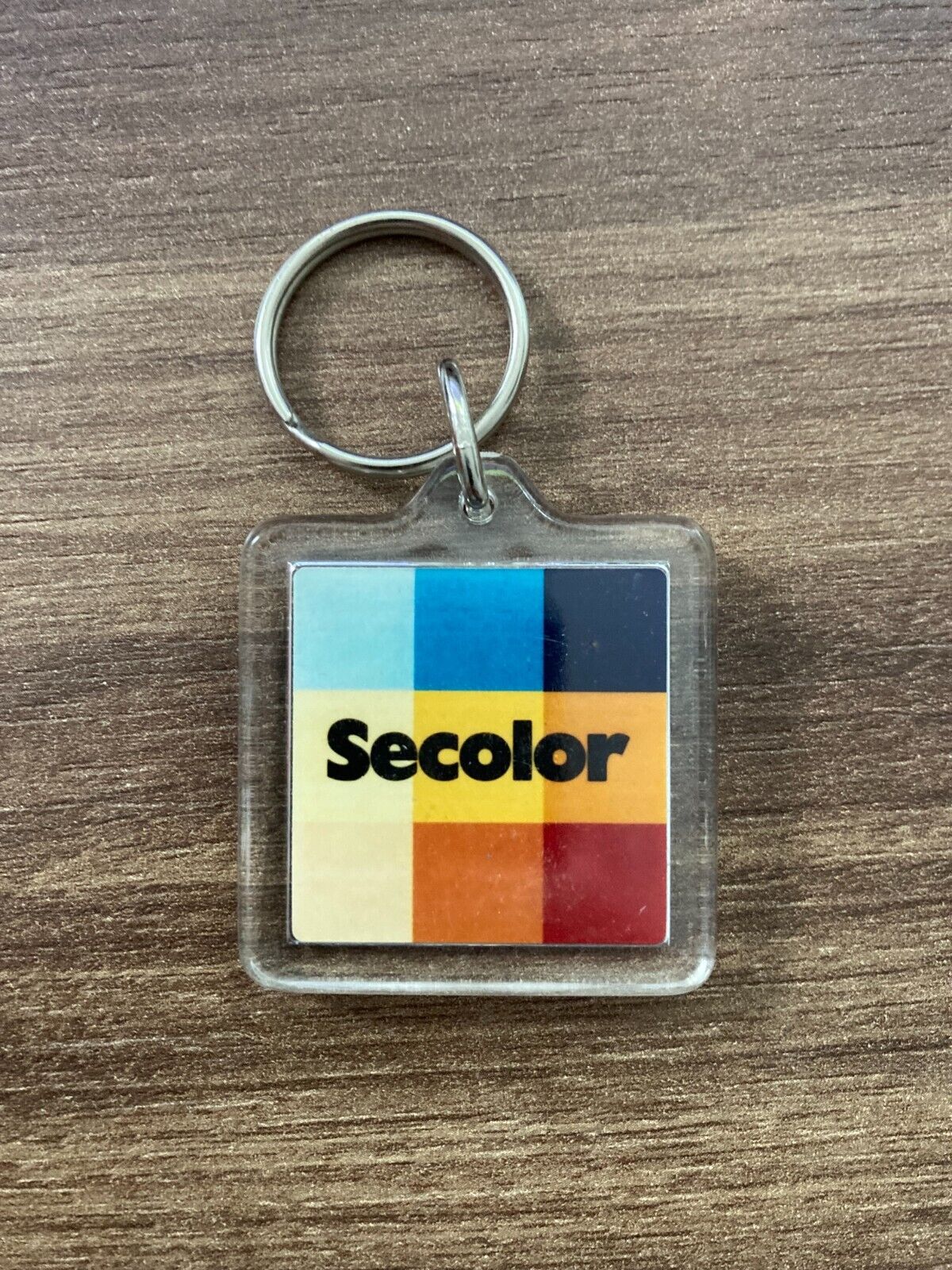 Vintage Secolor Square Keychain - Colorful 70s Style Design - Retro