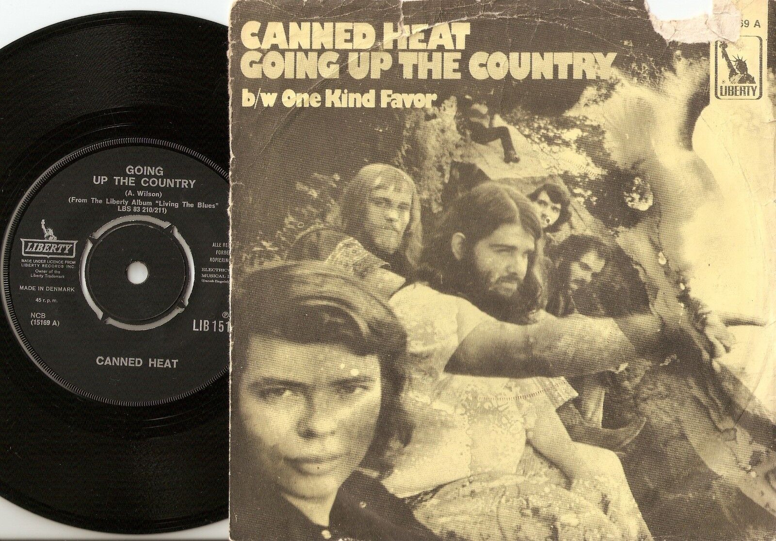 CANNED HEAT GOING UP THE COUNTRY  ONE KIND FAVOR DANISH 45+PS 1968 PSYCH ROCK