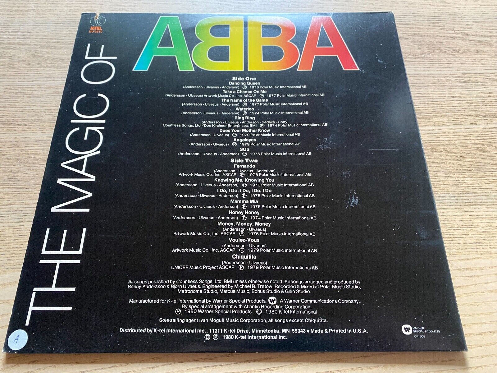 ABBA "THE MAGIC OF ABBA" 1980 16 TRACK VINYL LP K-TEL WARNER SPECIAL PRODUCTS US