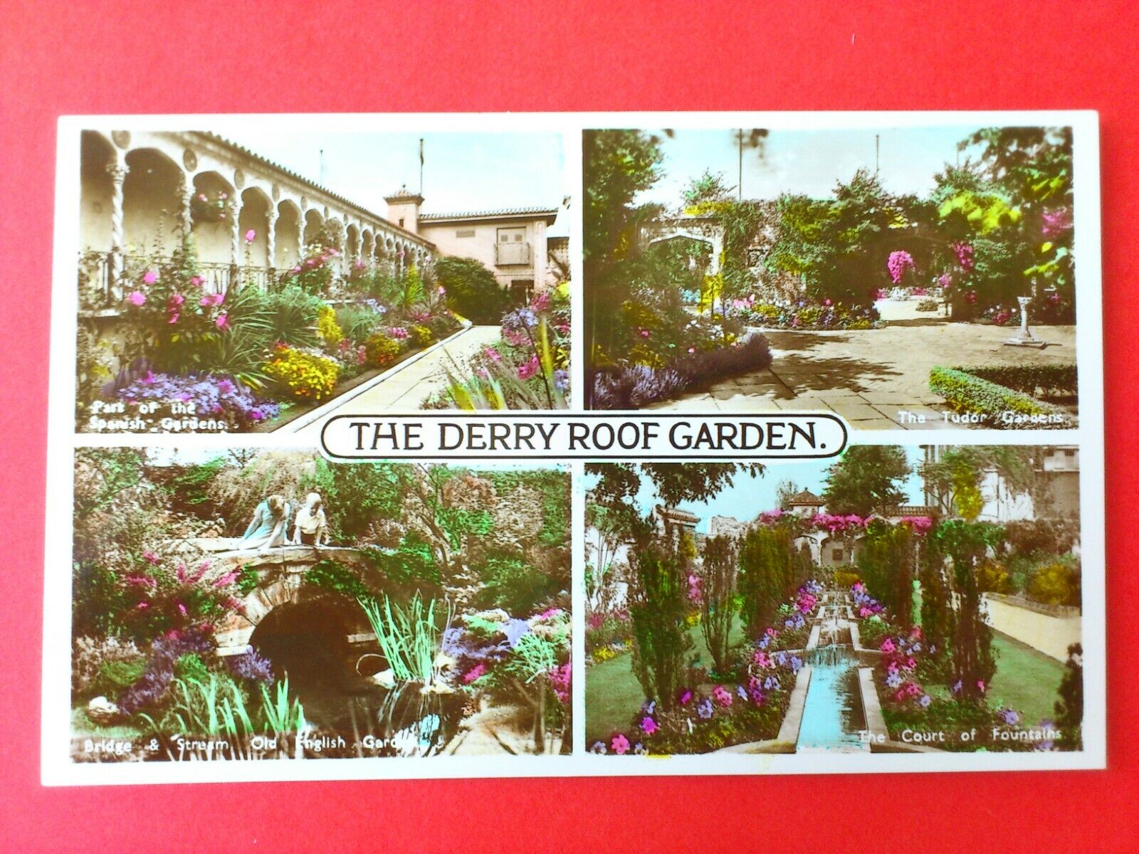 Vintage Postcard UKThe Derry Roof GardensLondonKensington High Street1947