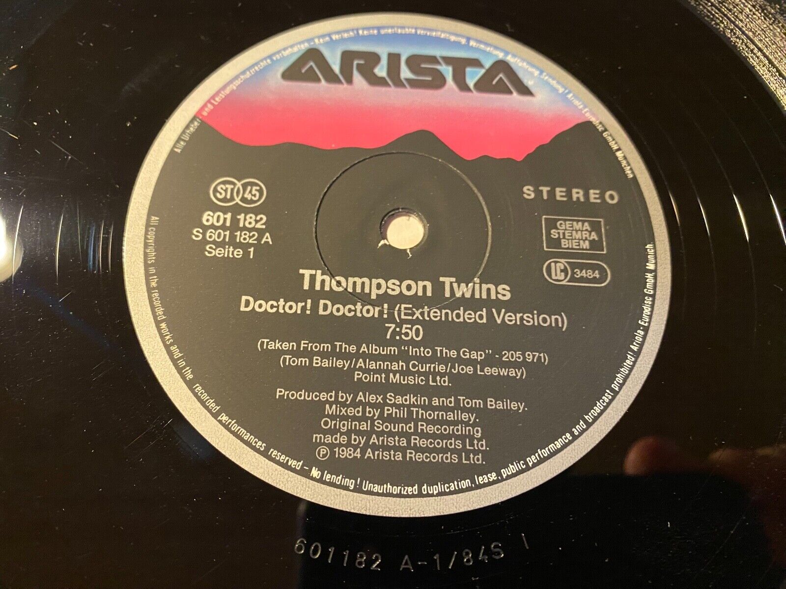 THOMPSON TWINS "DOCTOR DOCTOR" EXTENDED REMIX 1984 ARISTA 12" MAXI 2 TRACK 45RPM