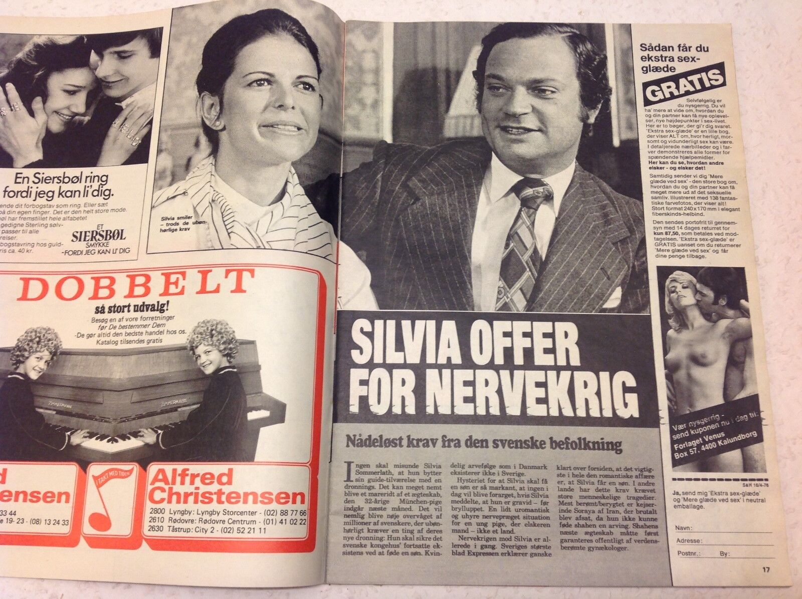 Queen Silvia King Carl Gustav Sweden Royals Danish Magazine 1976 "Se og Hoer"