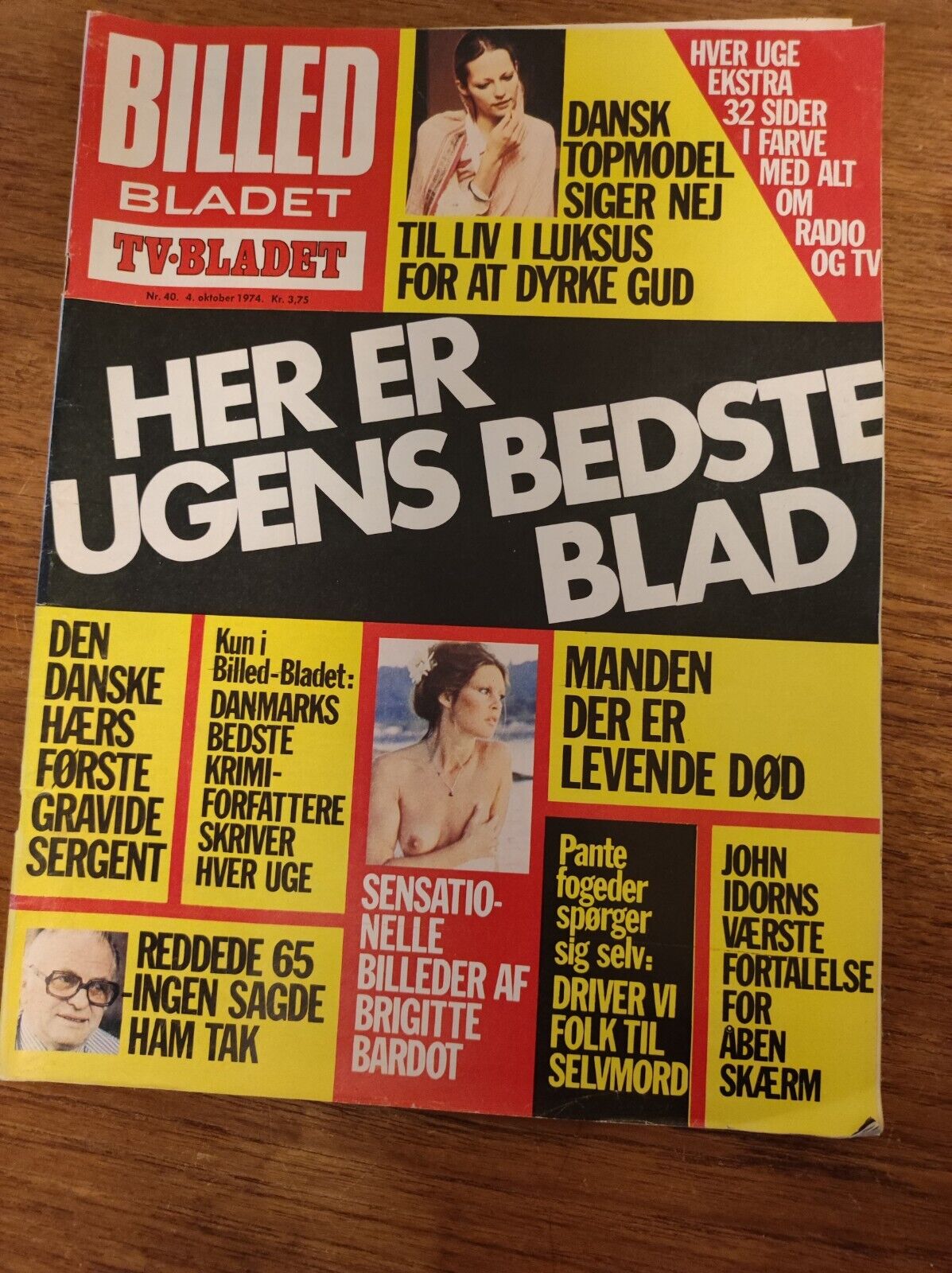 BRIGITTE BARDOT Dave Allen JACK LEMMON Danny Kaye 1974 Danish Magazine BB144