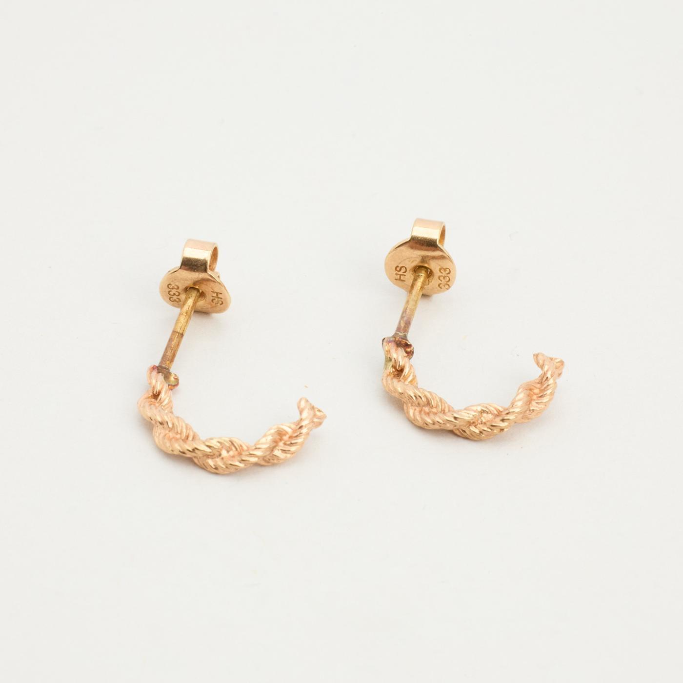 Rope Earrings in 8K Rose gold 043 inches | Vintage Solid Gold