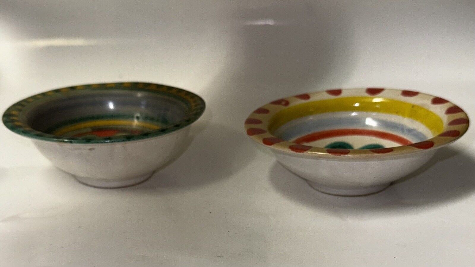 Two Vintage Smaller Colorful Pottery Bowls From Desimone In Italy